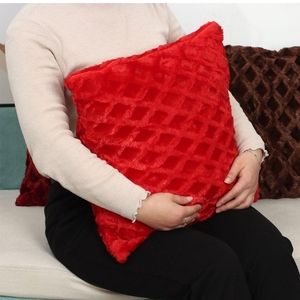 Red fluffy Christmas pillowcase covers
